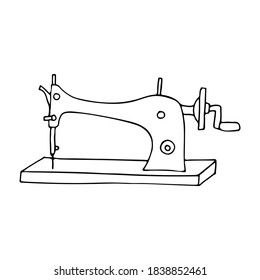 Icono del vector del garabato sastre. Icono de máquina de coser dibujada a mano en vector. Ilustración de la máquina de coser de perros en vector