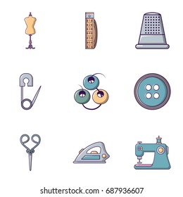 Tailor equipment icons set. Flat set of 9 tailor equipment vector icons for web isolated on white background