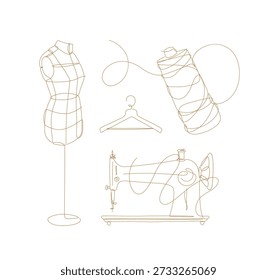 Conjunto equipo sastre ilustrado