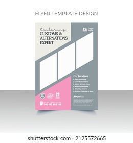 Tailor Flyer, Dressmaker, Clothing Alternation Expert Flyer or Tailor Workshop Flyer Template Design