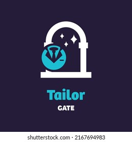 Tailor with gate, logo design vector symbol icon illustration creative idea
