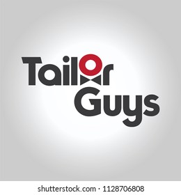 Tailor Guys Logo. Tailor shop logotype. Text combine with bowties icon.