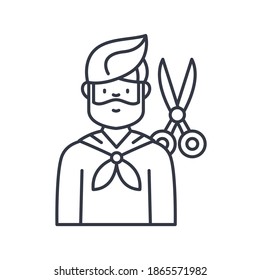 Tailor icon, linear isolated illustration, thin line vector, web design sign, outline concept symbol with editable stroke on white background.