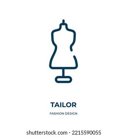 Tailor icon. Linear vector illustration from fashion design collection. Outline tailor icon vector. Thin line symbol for use on web and mobile apps, logo, print media.