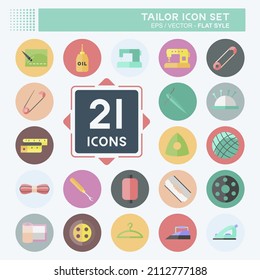 Tailor Icon Set Icon in trendy flat style isolated on soft blue background