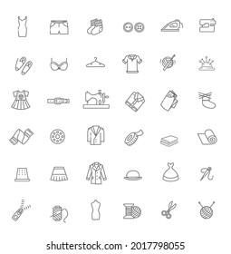 Tailor icons set. Accessories and supplies for tailor studio