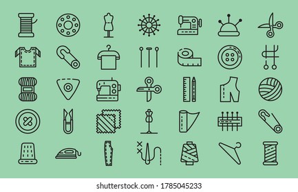 Tailor icons set, outline style