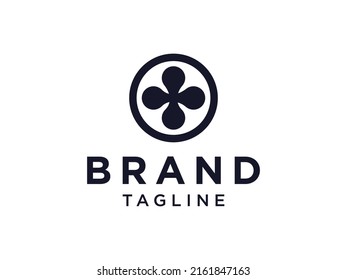 Tailor Logo. Black Circle Line Thread and Buttonhole Combination isolated on White Background. Usable for Garment and Handmade Logos. Flat Vector Logo Design Template Element.