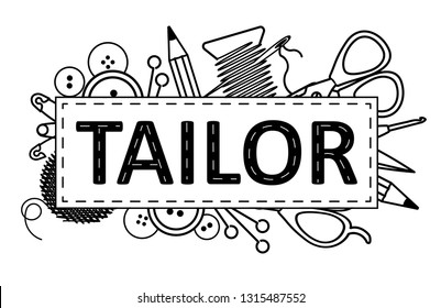 Tailor logo design. Can use as label, signboard for atelier studio, etc