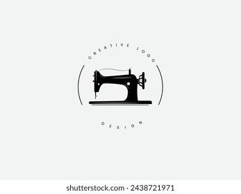 Tailor logo design. Tailor machine vector art. Business. Black color. Sewing logo. Finance. Dress. Clothing business. Needles.