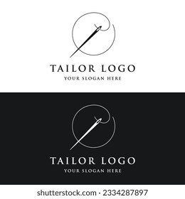 Tailor logo design with needle and thread concept.Logo for tailor, clothes, boutique.