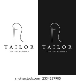 Tailor logo design with needle and thread concept.Logo for tailor, clothes, boutique.