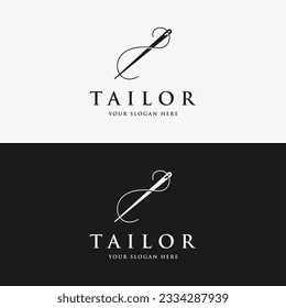 Tailor logo design with needle and thread concept.Logo for tailor, clothes, boutique.