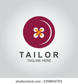 Tailor Logo Design Template With Clothes button.