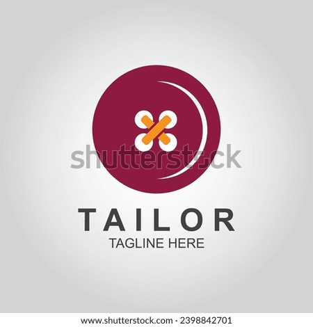 Tailor Logo Design Template With Clothes button.