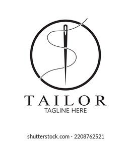 tailor logo icon illustration template combination of buttons for clothes, thread and sewing machine, for clothing product design, convection companies, fashion in vector form