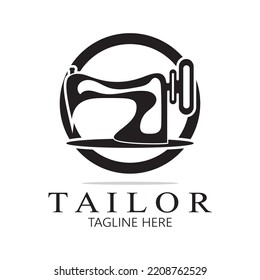 tailor logo icon illustration template combination of buttons for clothes, thread and sewing machine, for clothing product design, convection companies, fashion in vector form