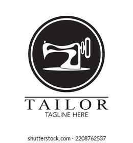patrón de ilustración de icono del logotipo del sastre combinación de botones para ropa, hilos y máquinas de coser, para diseño de productos de ropa, empresas de convección, moda en forma vectorial
