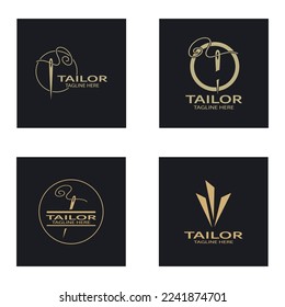 tailor logo icon illustration template combination of buttons for clothes, thread and sewing machine, for clothing product design, convection companies, fashion in vector form