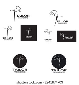 tailor logo icon illustration template combination of buttons for clothes, thread and sewing machine, for clothing product design, convection companies, fashion in vector form