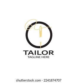tailor logo icon illustration template combination of buttons for clothes, thread and sewing machine, for clothing product design, convection companies, fashion in vector form