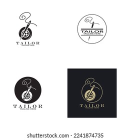 tailor logo icon illustration template combination of buttons for clothes, thread and sewing machine, for clothing product design, convection companies, fashion in vector form