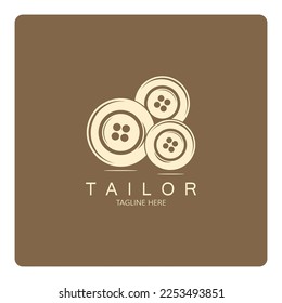 tailor logo icon illustration template combination of buttons for clothes, thread and sewing machine, for clothing product design, convection companies, fashion in vector form