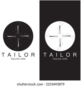 tailor logo icon illustration template combination of buttons for clothes, thread and sewing machine, for clothing product design, convection companies, fashion in vector form
