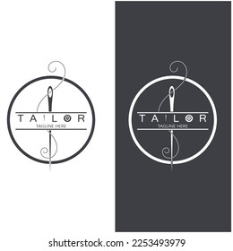 tailor logo icon illustration template combination of buttons for clothes, thread and sewing machine, for clothing product design, convection companies, fashion in vector form