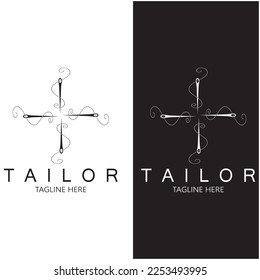 tailor logo icon illustration template combination of buttons for clothes, thread and sewing machine, for clothing product design, convection companies, fashion in vector form