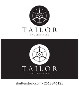 tailor logo icon illustration template combination of buttons for clothes, thread and sewing machine, for clothing product design, convection companies, fashion in vector form
