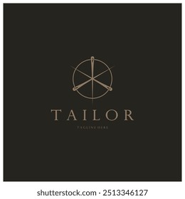 tailor logo icon illustration template combination of buttons for clothes, thread and sewing machine, for clothing product design, convection companies, fashion in vector form