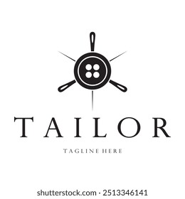 tailor logo icon illustration template combination of buttons for clothes, thread and sewing machine, for clothing product design, convection companies, fashion in vector form