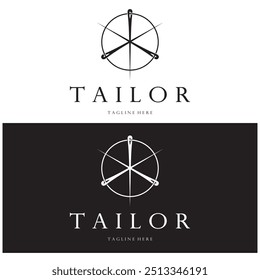 tailor logo icon illustration template combination of buttons for clothes, thread and sewing machine, for clothing product design, convection companies, fashion in vector form