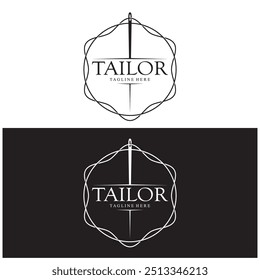 tailor logo icon illustration template combination of buttons for clothes, thread and sewing machine, for clothing product design, convection companies, fashion in vector form