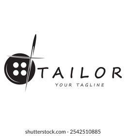 tailor logo icon illustration template combination of buttons for clothes, thread and sewing machine, for clothing product design, convection companies, fashion in vector form