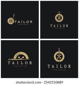 tailor logo icon illustration template combination of buttons for clothes, thread and sewing machine, for clothing product design, convection companies, fashion in vector form