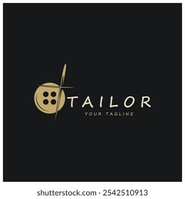 tailor logo icon illustration template combination of buttons for clothes, thread and sewing machine, for clothing product design, convection companies, fashion in vector form