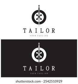 tailor logo icon illustration template combination of buttons for clothes, thread and sewing machine, for clothing product design, convection companies, fashion in vector form