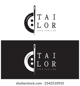 tailor logo icon illustration template combination of buttons for clothes, thread and sewing machine, for clothing product design, convection companies, fashion in vector form