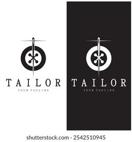 tailor logo icon illustration template combination of buttons for clothes, thread and sewing machine, for clothing product design, convection companies, fashion in vector form