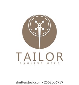 Tailor logo icon illustration template combination of buttons for clothes, thread and sewing machine, for clothing product design, convection companies, fashion in vector form