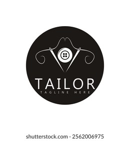 Tailor logo icon illustration template combination of buttons for clothes, thread and sewing machine, for clothing product design, convection companies, fashion in vector form