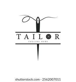 Tailor logo icon illustration template combination of buttons for clothes, thread and sewing machine, for clothing product design, convection companies, fashion in vector form