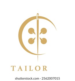 Tailor logo icon illustration template combination of buttons for clothes, thread and sewing machine, for clothing product design, convection companies, fashion in vector form