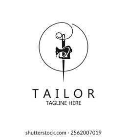 Tailor logo icon illustration template combination of buttons for clothes, thread and sewing machine, for clothing product design, convection companies, fashion in vector form