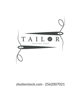 Tailor logo icon illustration template combination of buttons for clothes, thread and sewing machine, for clothing product design, convection companies, fashion in vector form