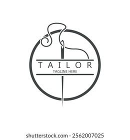 Tailor logo icon illustration template combination of buttons for clothes, thread and sewing machine, for clothing product design, convection companies, fashion in vector form