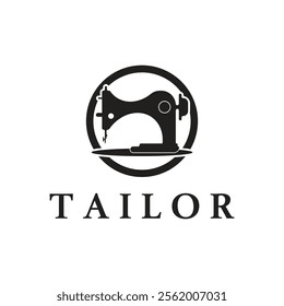 Tailor logo icon illustration template combination of buttons for clothes, thread and sewing machine, for clothing product design, convection companies, fashion in vector form