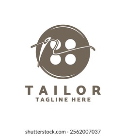 Tailor logo icon illustration template combination of buttons for clothes, thread and sewing machine, for clothing product design, convection companies, fashion in vector form